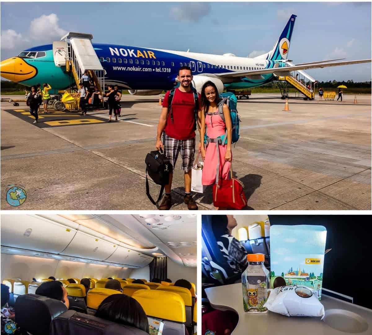 voos dentro da ásia Nok Air - Aeronave, cabine e lanche